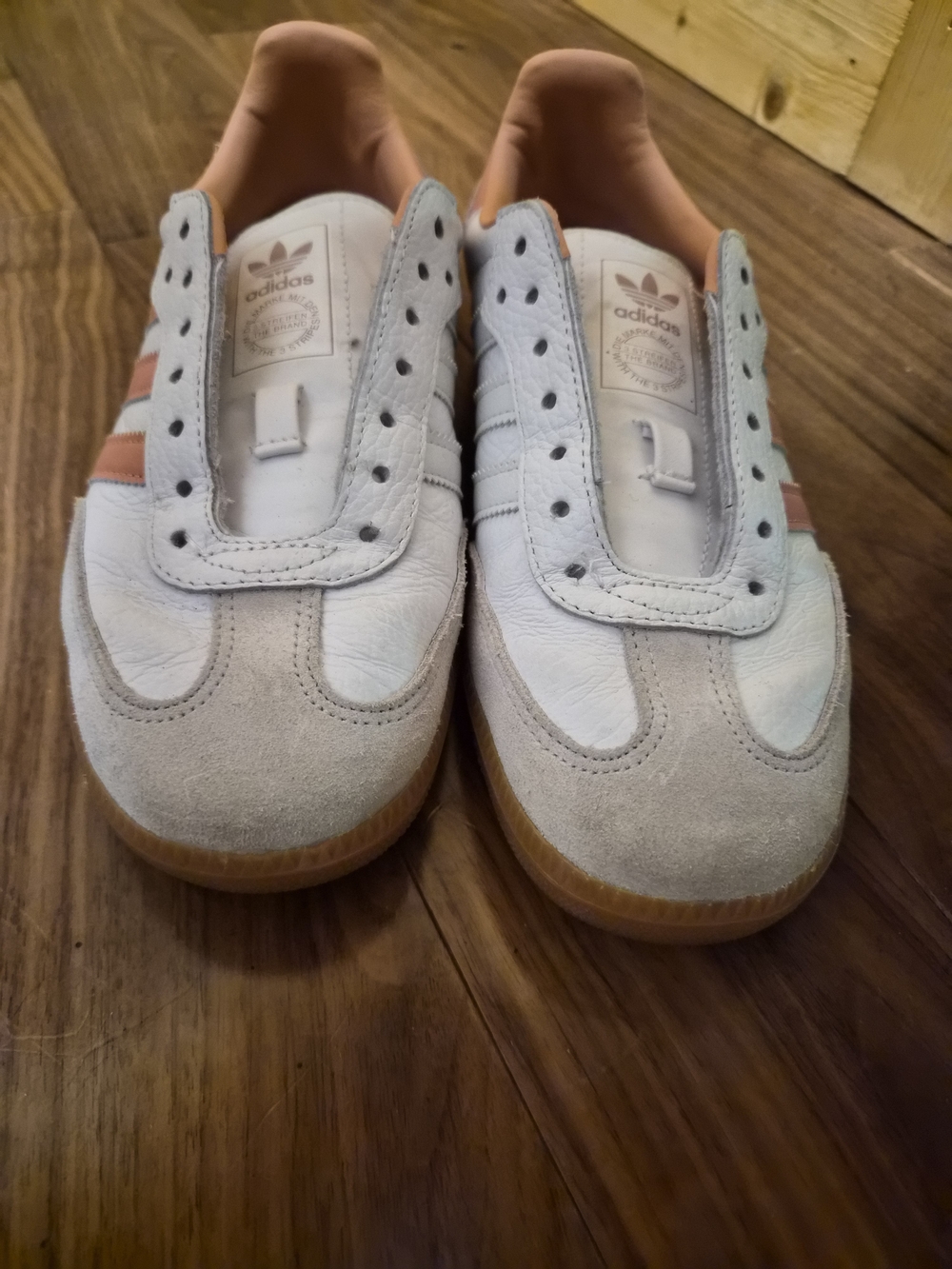 adidas Samba White & Peach Leather Sneakers